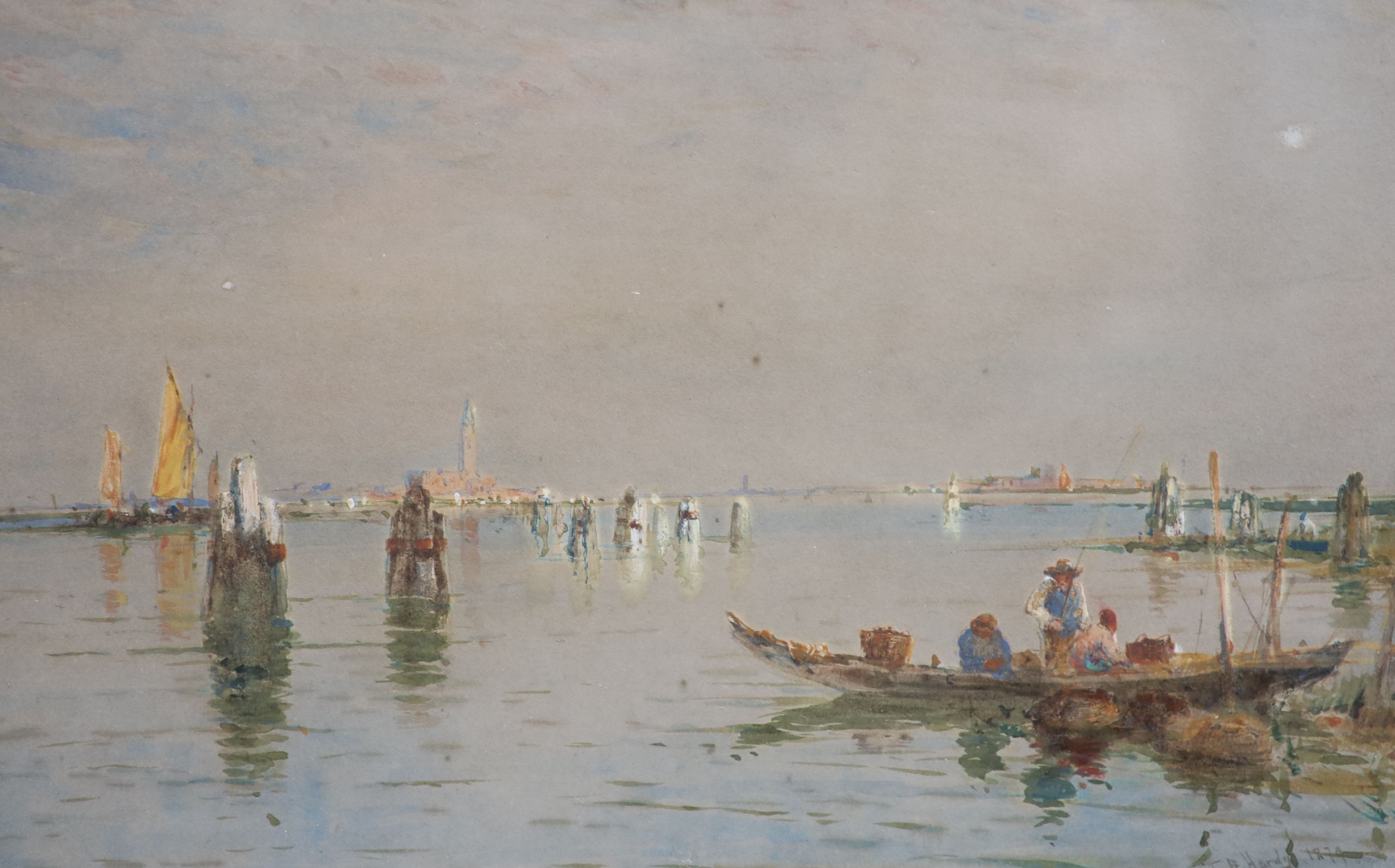 Thomas Bush Hardy (1842-1897), Off Venice, Watercolour with bodycolour, 16 x 24 cm.